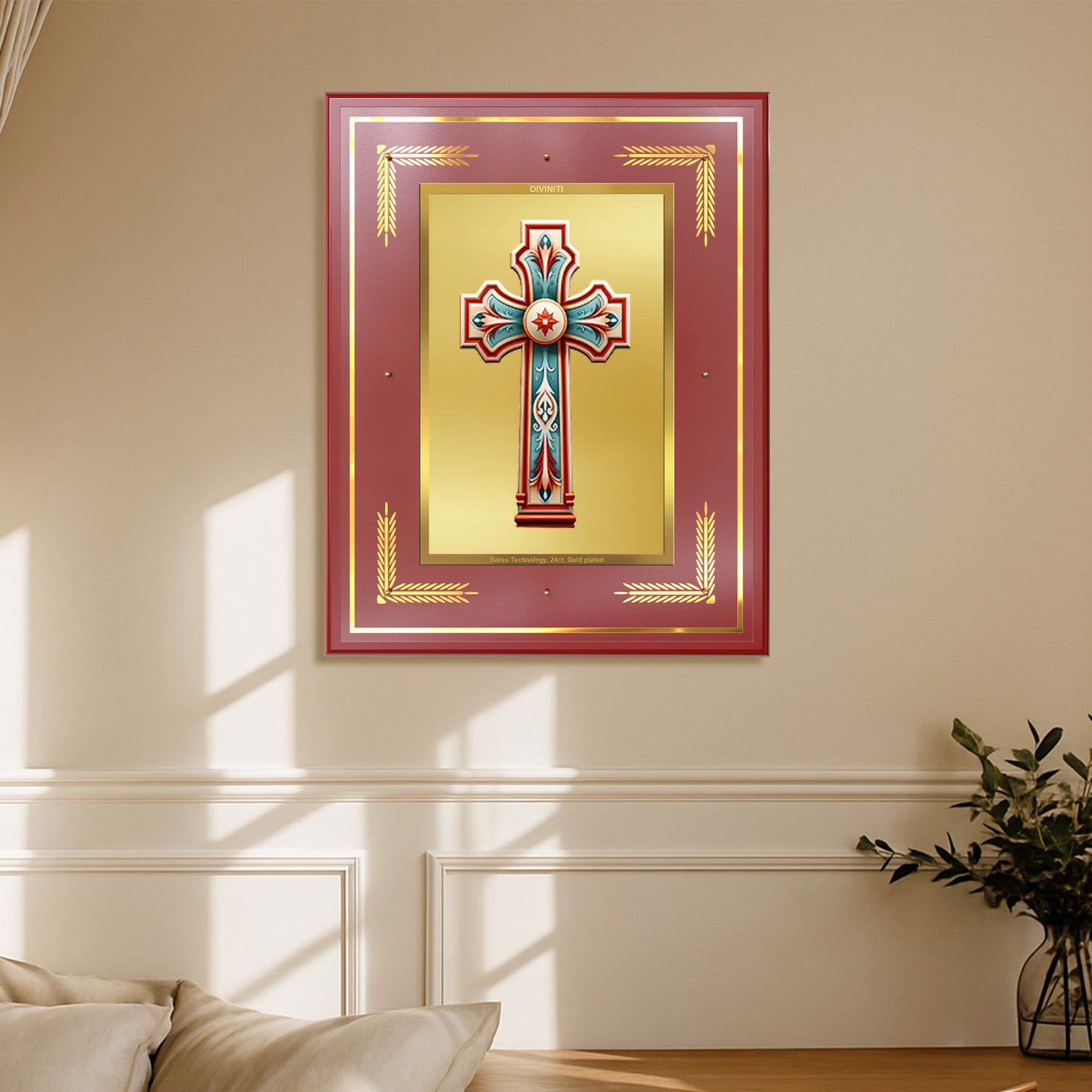 Holy Cross | Sacred Christian Symbol Wall Art Photo Frame in 24K Gold Plated Foil