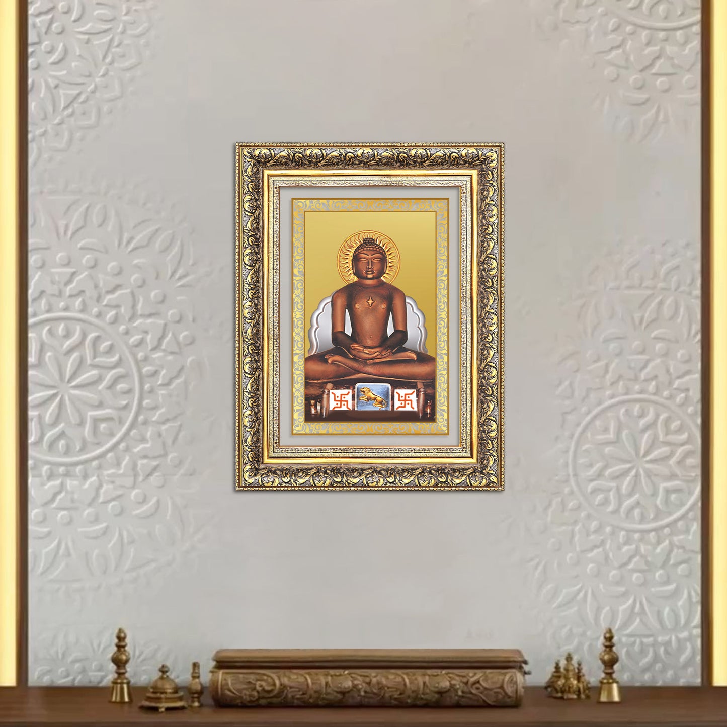 Diviniti 24K Gold Plated Mahavir (Classic) Divine Wall Frame for Home Mandir & Office Decor | Luxury Spiritual Gift