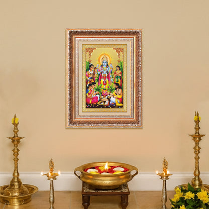 Lord Satyanarayana | Divine form of Truth and Prosperity Wall Photo Frame in 24K Gold Plated Foil