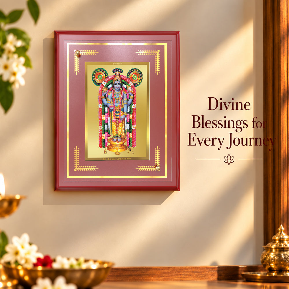 24K Gold-Plated Guruvayurappan MDF Frame | Premium Gift Box | 26x20 CM