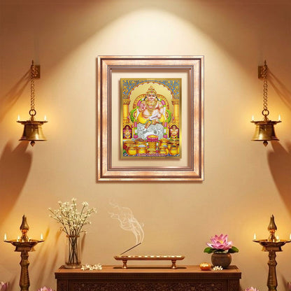 Diviniti 24K Gold Plated Kuber (Classic) Divine Wall Frame for Home Mandir & Office Decor | Luxury Spiritual Gift