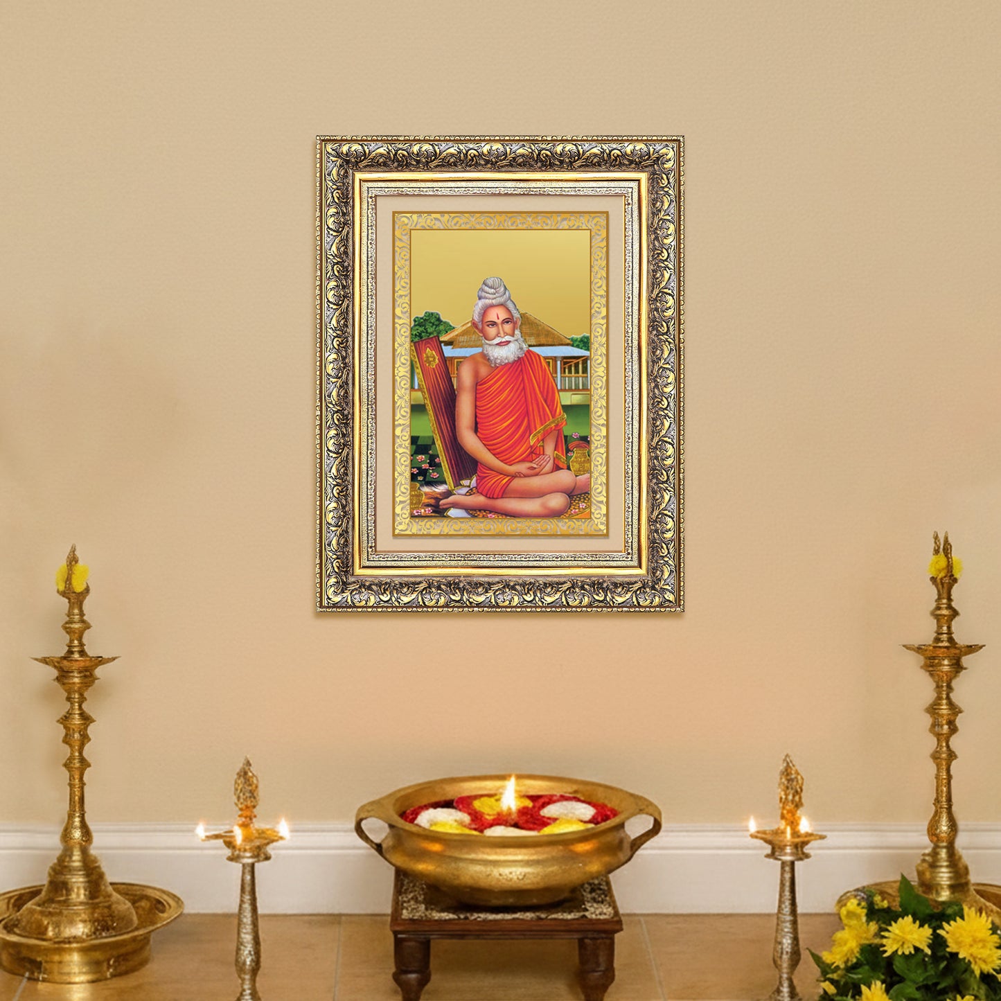 Diviniti 24K Gold Plated Baba Lokenath (Classic) Divine Wall Frame for Home Mandir & Office Decor | Luxury Spiritual Gift