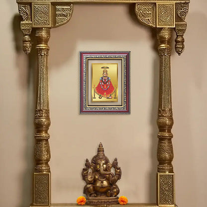 Diviniti 24K Gold Plated Khatu Shyam (Classic) Divine Wall and Table Top Frame for Home Mandir & Office Decor | Luxury Spiritual Gift