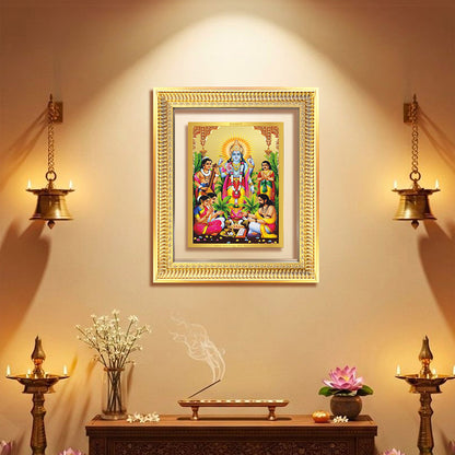 Diviniti 24K Gold Plated Satyanarayan (Classic) Divine Wall Frame for Home Mandir & Office Decor | Luxury Spiritual Gift