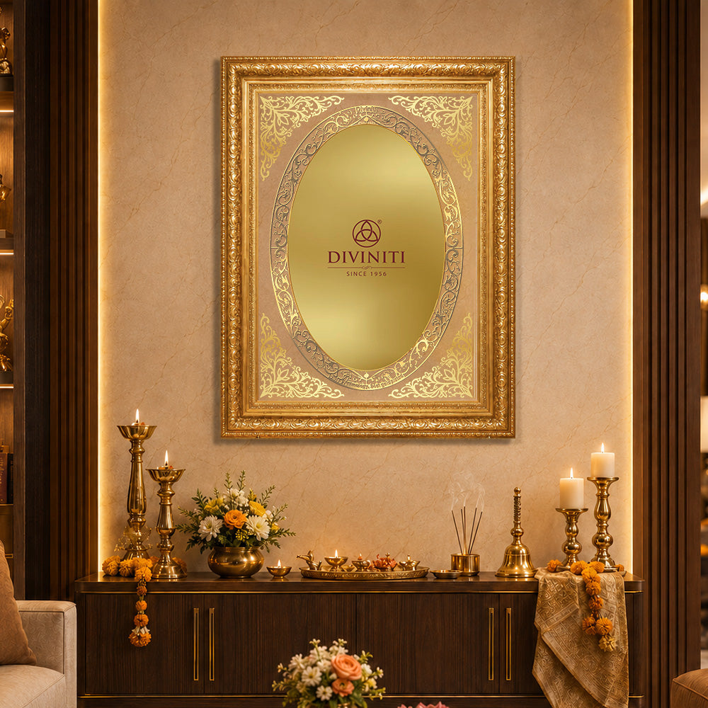 Diviniti Double Glass Frame Personalised Wall Mount Photo Frame in 24K Gold Plated Foil
