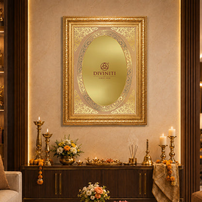 Diviniti Double Glass Frame Personalised Wall Mount Photo Frame in 24K Gold Plated Foil