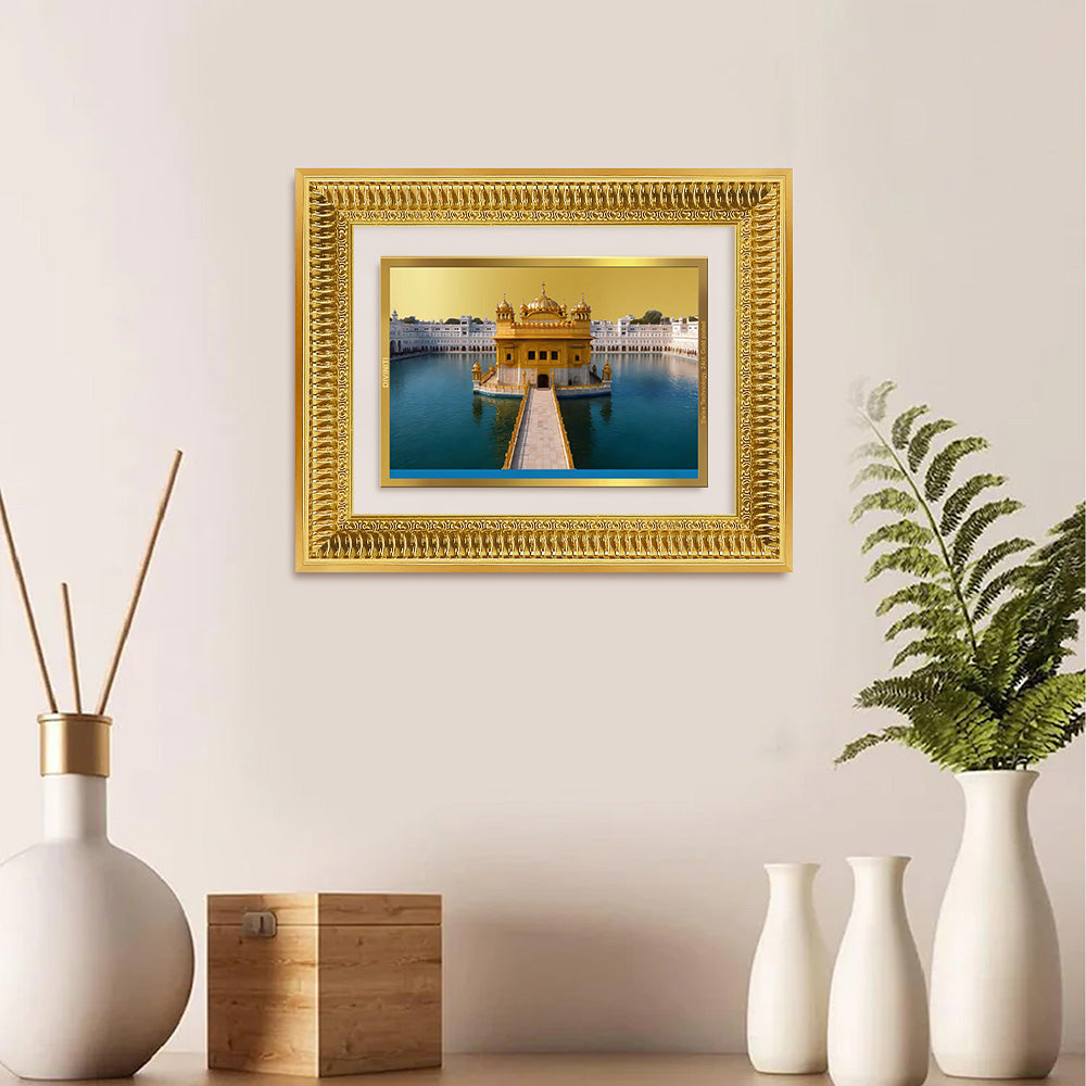 Diviniti 24K Gold Plated Golden Temple (Classic) Divine Wall Frame for Home Mandir & Office Decor | Luxury Spiritual Gift