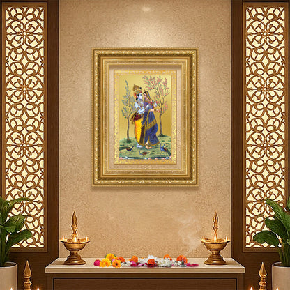 Diviniti 24K Gold Plated Radha Krishna (Classic) Divine Wall Frame for Home Mandir & Office Decor | Luxury Spiritual Gift