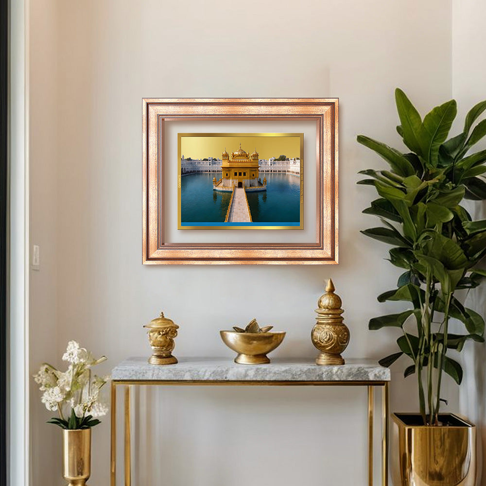 Diviniti 24K Gold Plated Golden Temple (Classic) Divine Wall Frame for Home Mandir & Office Decor | Luxury Spiritual Gift