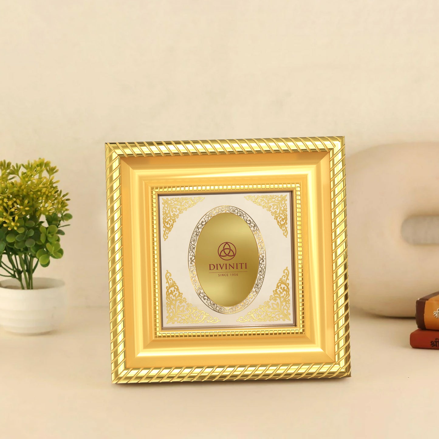 Diviniti Double Glass Frame Personalised Tabletop Photo Frame in 24K Gold Plated Foil