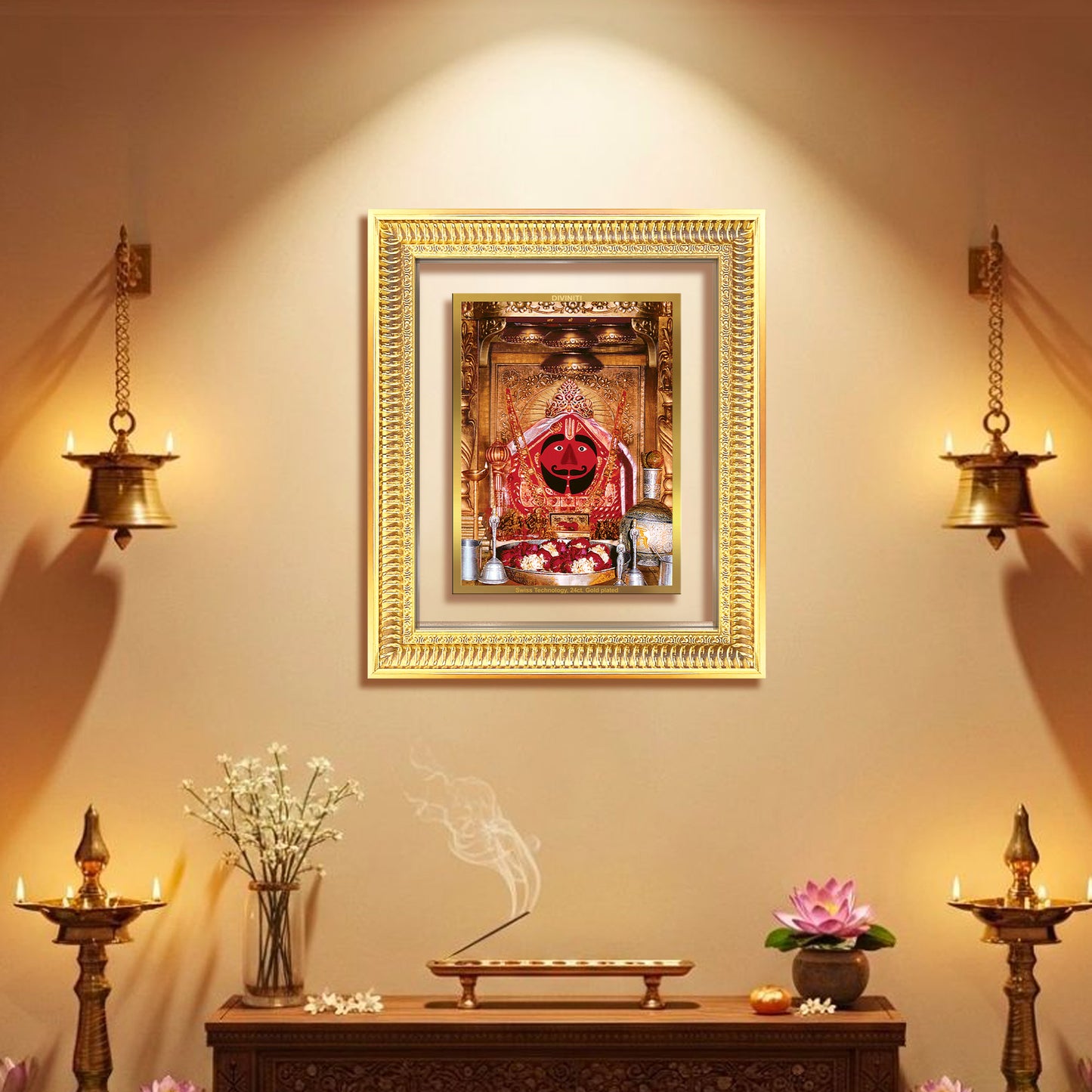 Diviniti 24K Gold Plated Salasar Balaji (Classic) Divine Wall Frame for Home Mandir & Office Decor | Luxury Spiritual Gift