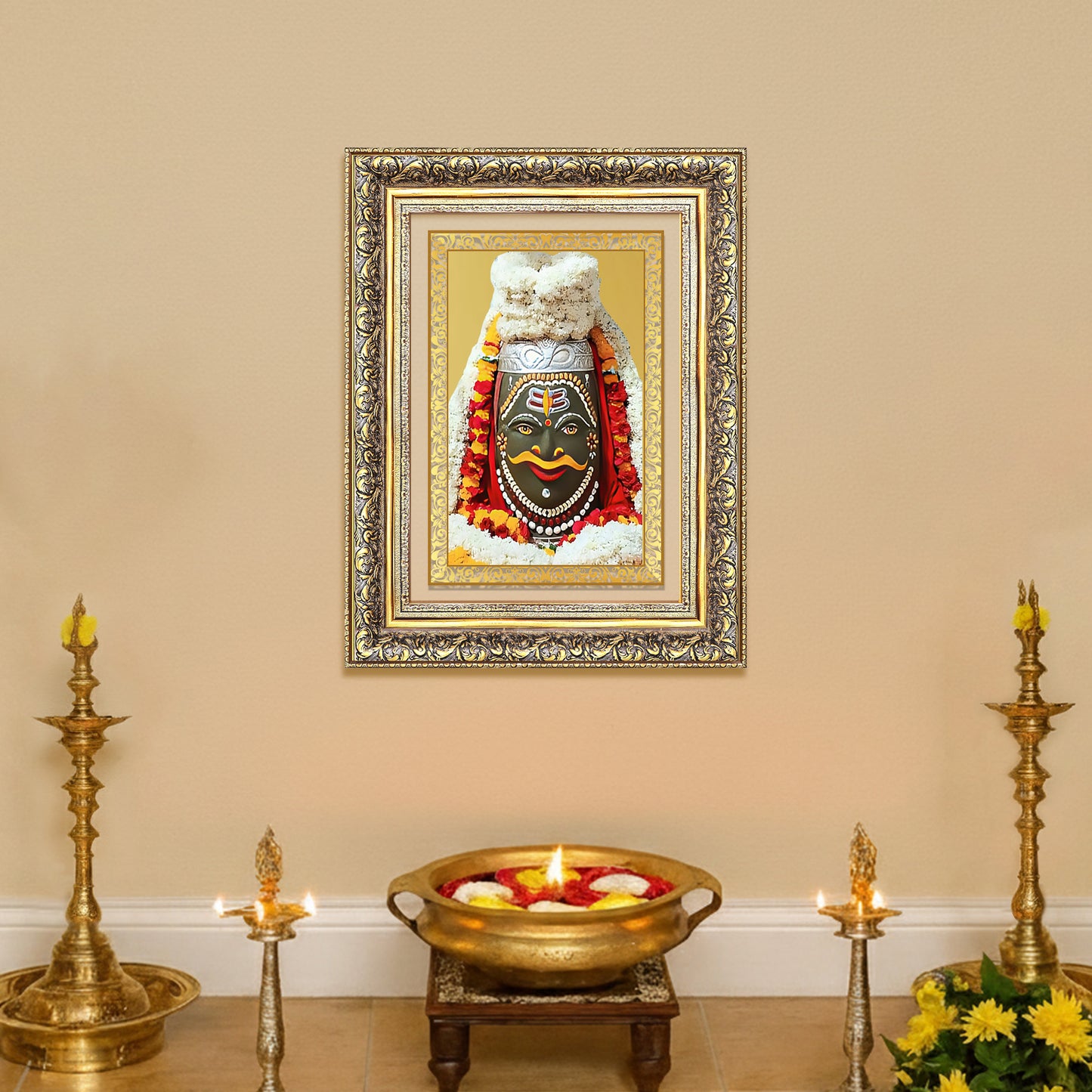 Diviniti 24K Gold Plated Mahakaleshwar (Classic) Divine Wall Frame for Home Mandir & Office Decor | Luxury Spiritual Gift