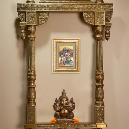 Diviniti 24K Gold Plated Shiv Parivar (Classic) Divine Wall and Table Top Frame for Home Mandir & Office Decor | Luxury Spiritual Gift