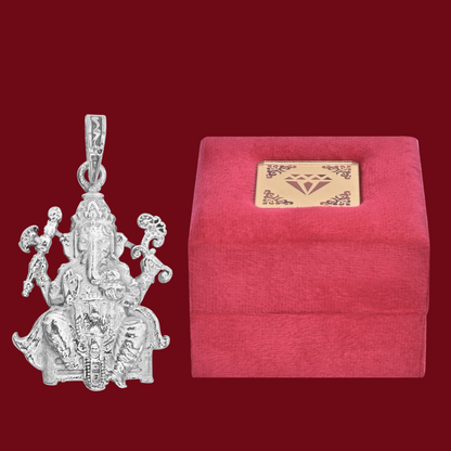 DIVINITI 925 Pure Silver Ganesha Pendant for Men, Women & Kids Divine God Pendant for Birthday, Anniversary, Special Occasion Gift (2.8x2.1 cm, 11g)