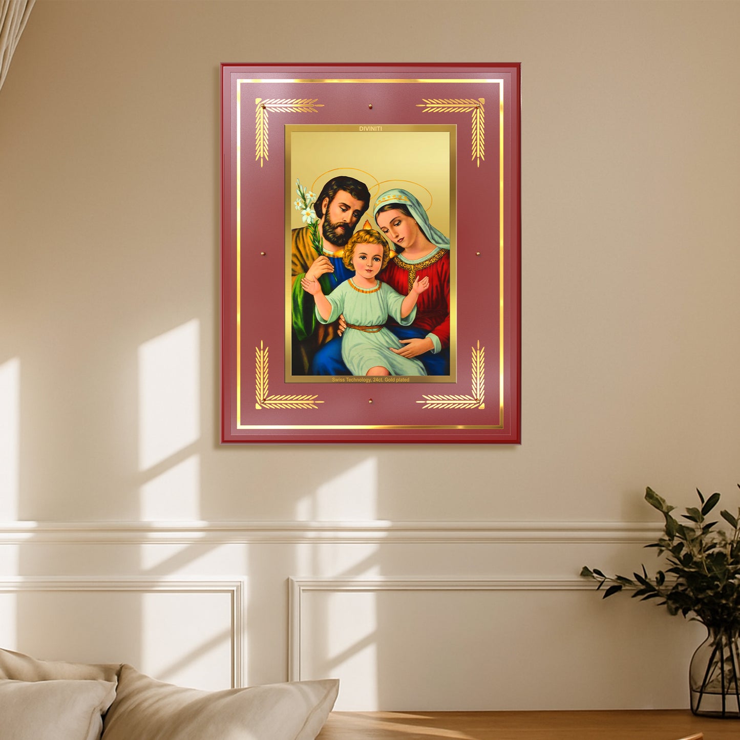 Holy Family | Sacred Wall Mount Photo Frame in 24K Gold Plated Foil