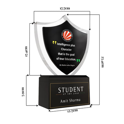 Premium Acrylic Shield with MDF Base Personalized Trophy Student & Academic Recognition Award