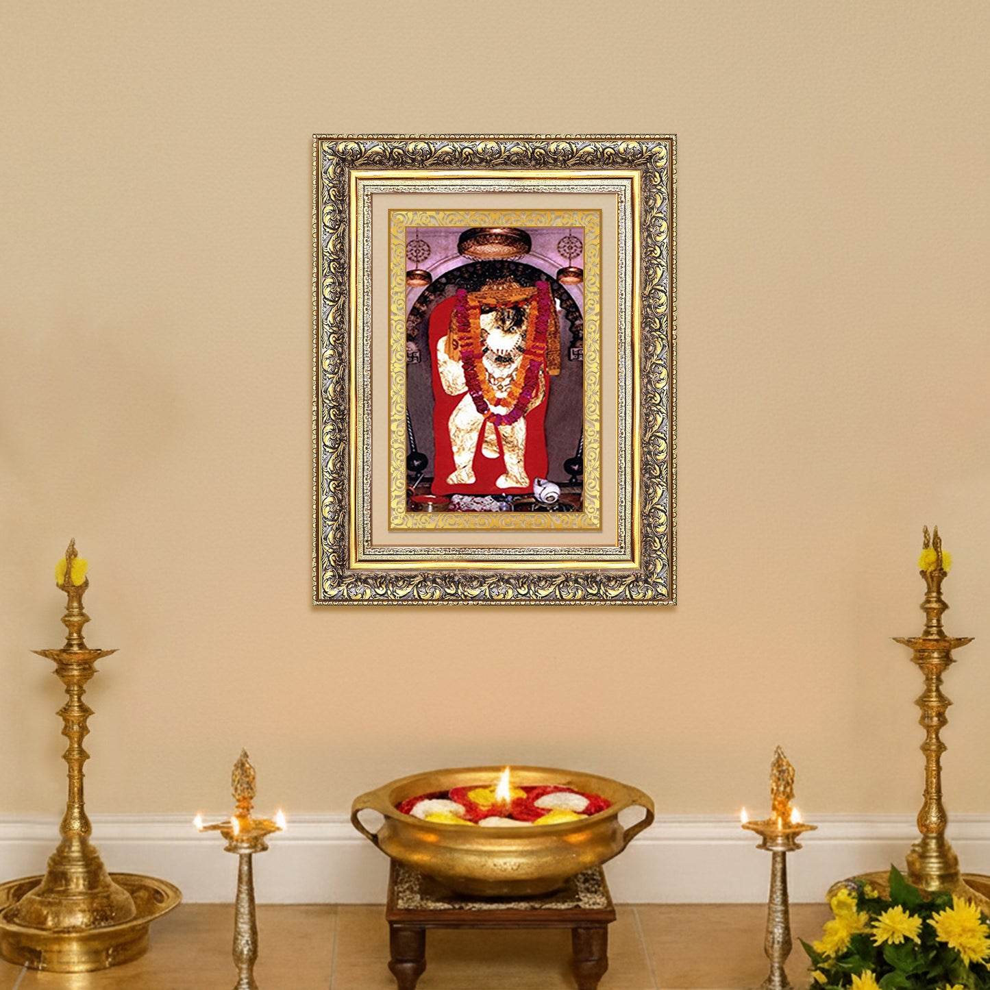Diviniti 24K Gold Plated Mehndipur Balaji (Classic) Divine Wall Frame for Home Mandir & Office Decor | Luxury Spiritual Gift