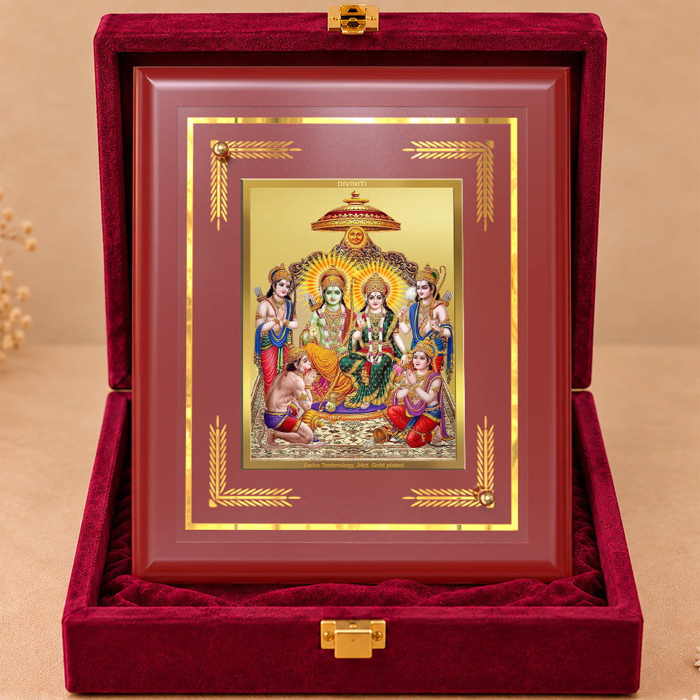 24K Gold-Plated Ram Darbar MDF Frame | Premium Gift Box | 13.5x16 CM