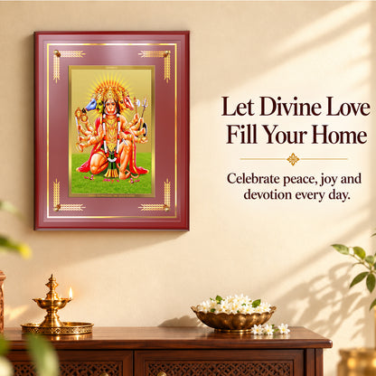 24K Gold-Plated Panchmukhi Hanuman MDF Frame | Premium Gift Box | 27x35 CM