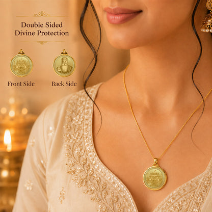 Diviniti 24K Double Sided Gold Plated Pendant Golden Temple & Guru Nanak Dev Ji | 22 MM Flip Coin (1 PCS)