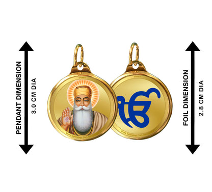 Diviniti 24K Double sided Gold Plated Pendant Guru Nanak Dev Ji & Ik Onkar|28 MM Flip Coin (1 PCS)