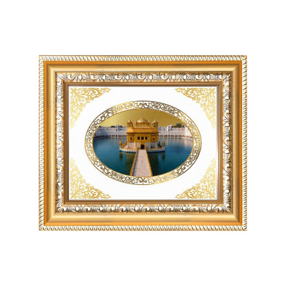 Sri Harmandir Sahib (Golden Temple) Divine Sikh Sacred Darshan Royal Tabletop Frame in 24K Gold Plated Foil