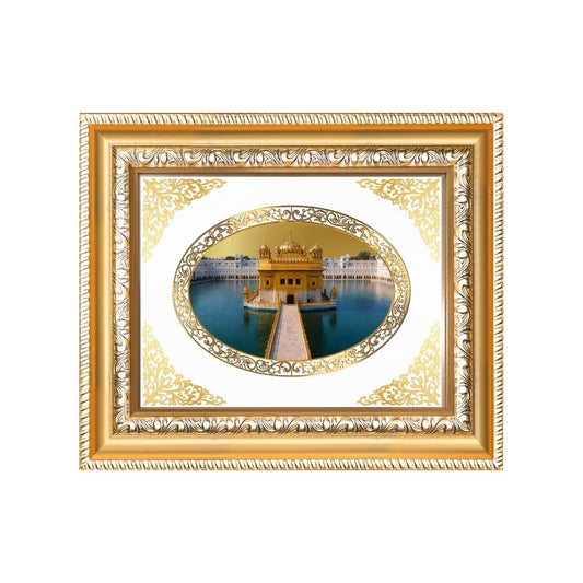 Sri Harmandir Sahib (Golden Temple) Divine Sikh Sacred Darshan Royal Tabletop Frame in 24K Gold Plated Foil