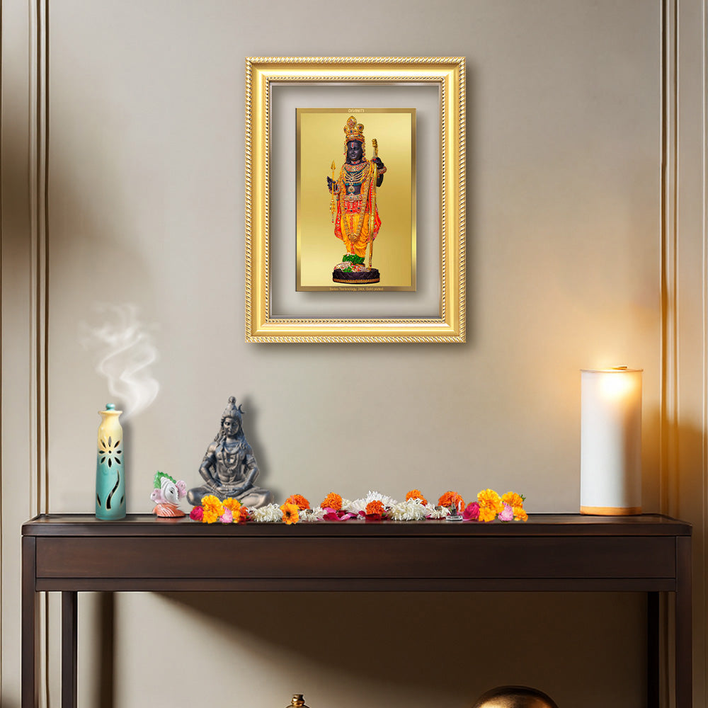 Diviniti 24K Gold Plated Ram Lalla With Arch (Classic) Divine Wall Frame for Home Mandir & Office Decor | Luxury Spiritual Gift