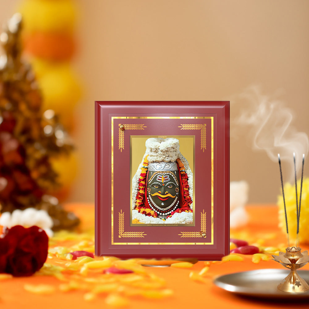Diviniti 24K Gold Plated Mahakaleshwar Blessing Tabletop Photo Frame | Protection, Power & Divine Grace