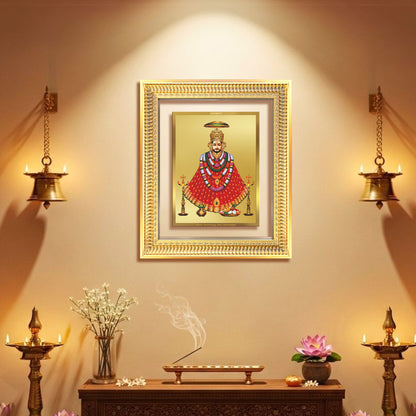 Diviniti 24K Gold Plated Khatu Shyam (Classic) Divine Wall Frame for Home Mandir & Office Decor | Luxury Spiritual Gift