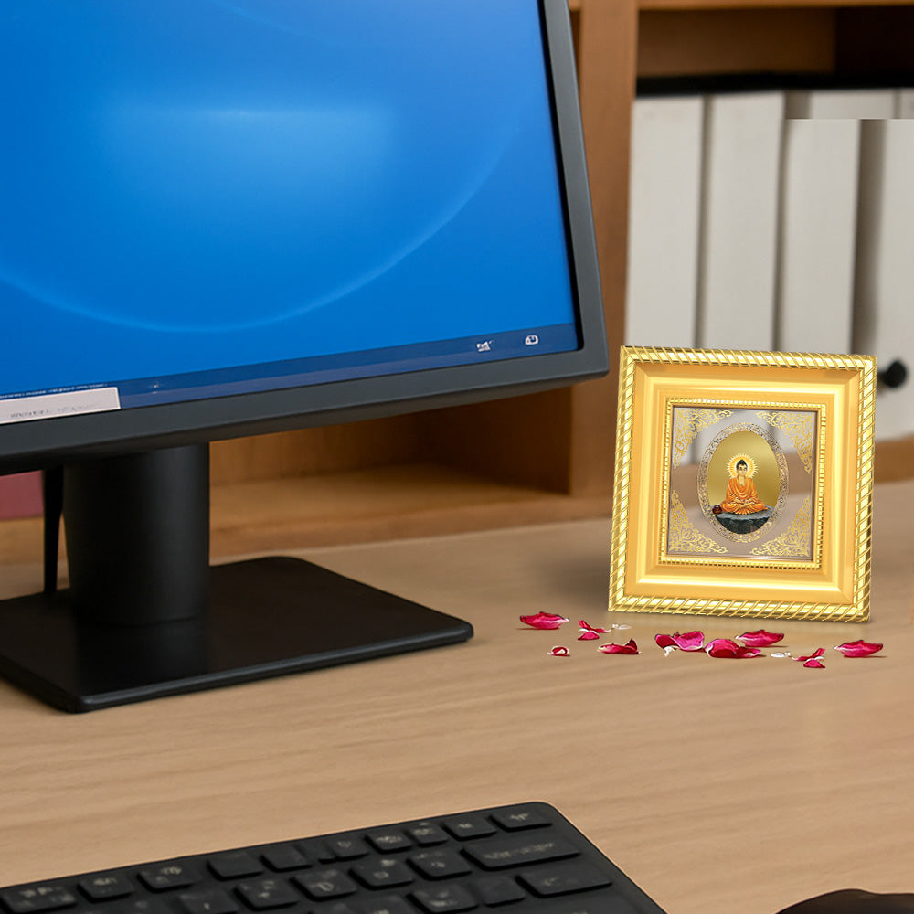 Lord Buddha | Divine Enlightened One Royal Tabletop Photo Frame in 24K Gold Plated Foil