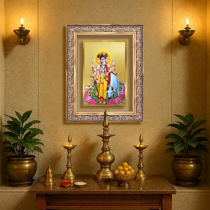 Dattatreya with Kamadhenu | Shri Dattatreya Wall Mount Photo Frame in 24K Gold Plated Foil