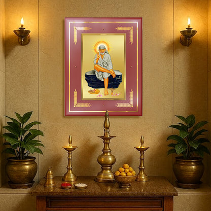 Sai Baba of Shirdi | Saint of Faith & Compassion Wall Mount Photo Frame in 24K Gold Plated Foil