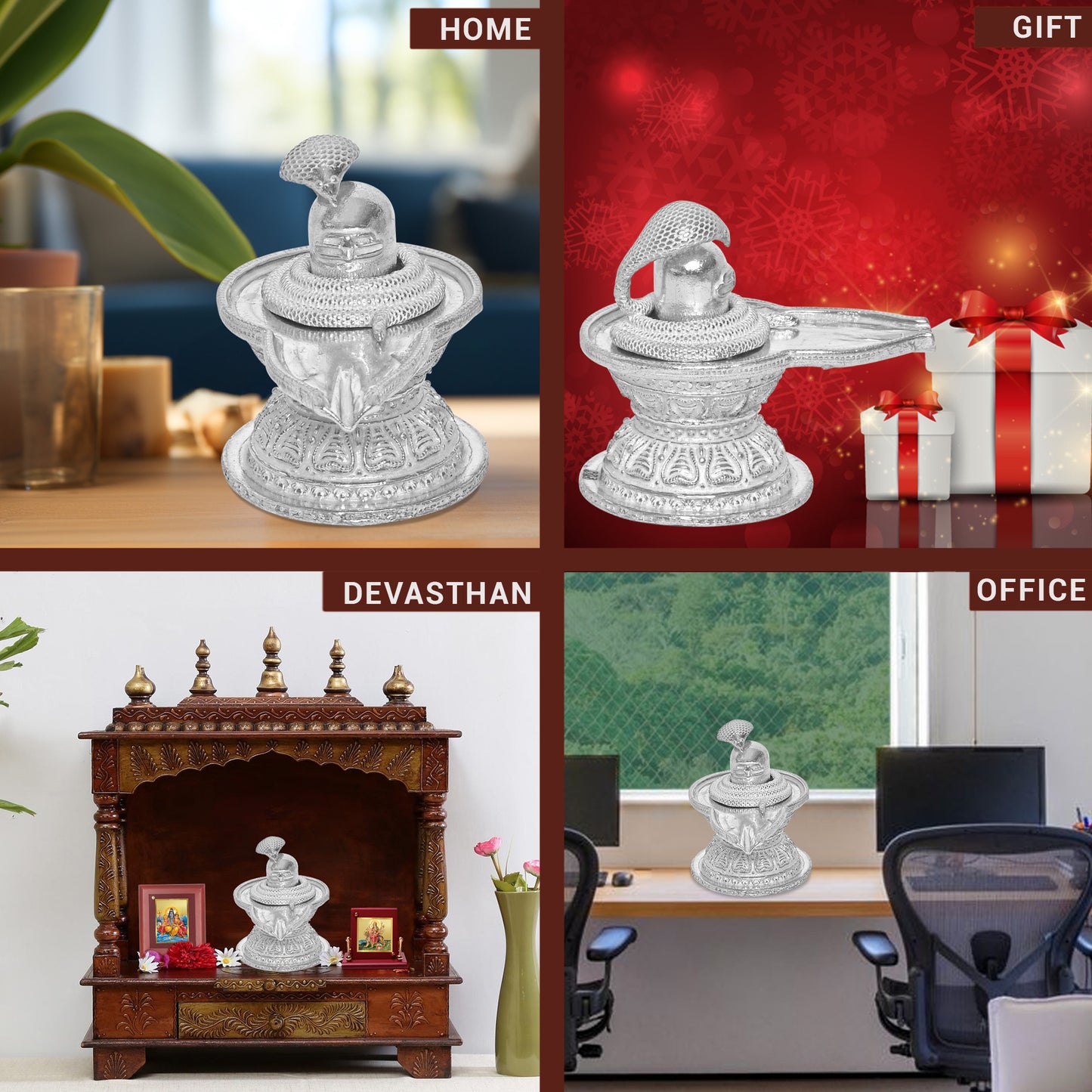 Diviniti 925 Pure Silver Shiv Ling Idol Statue Authentic Spiritual Worship and Meditation for Home Office Décor, Tabletop, Puja Room Gift (5x9 CM, 90g)