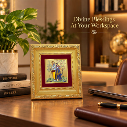 24K Gold-Plated Radha Krishna Frame | Premium Gift Box | 10x10 CM