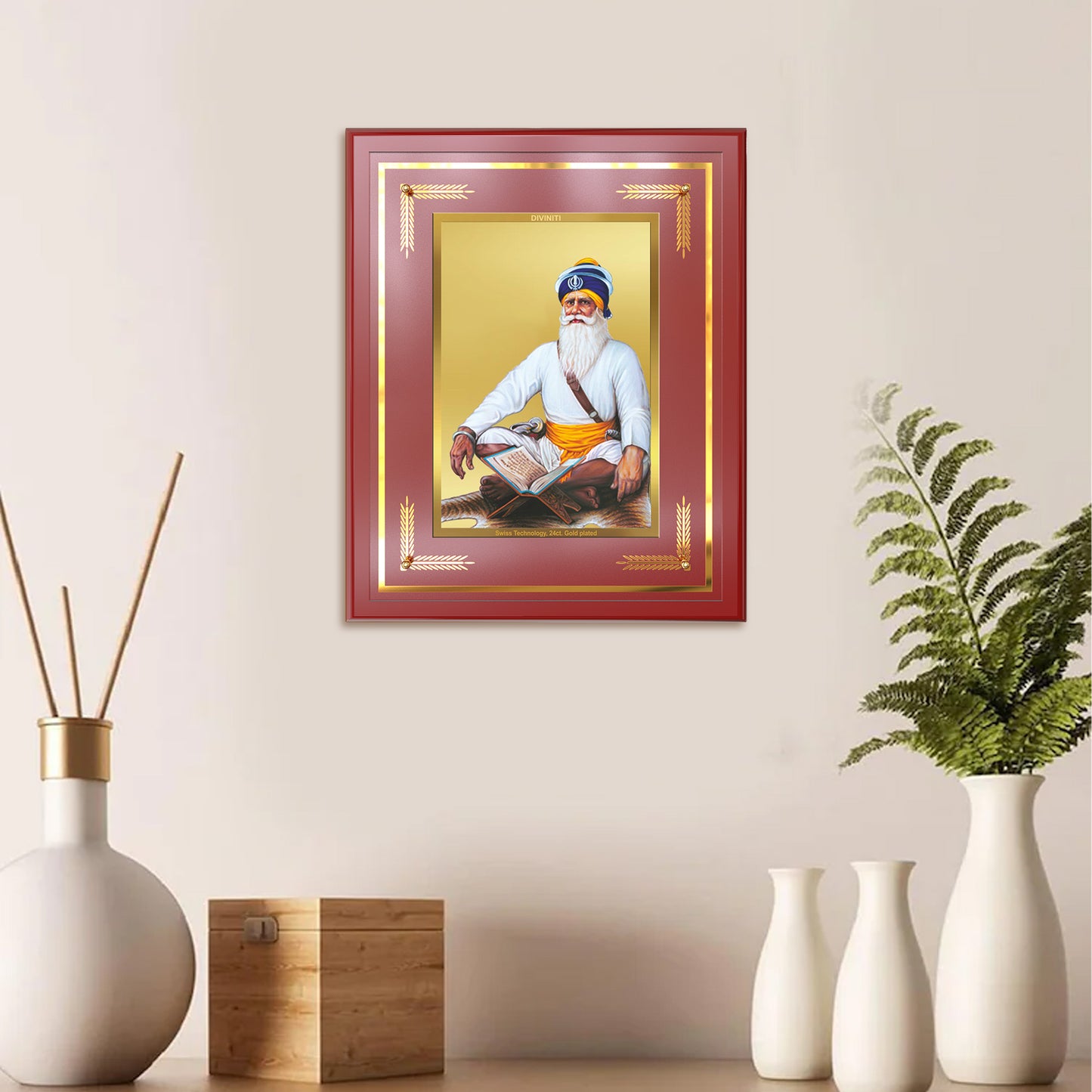 Baba Deep Singh Ji | Nihang Sikh and Martyr Wall Mount Photo Frame in 24K Gold Plated Foil