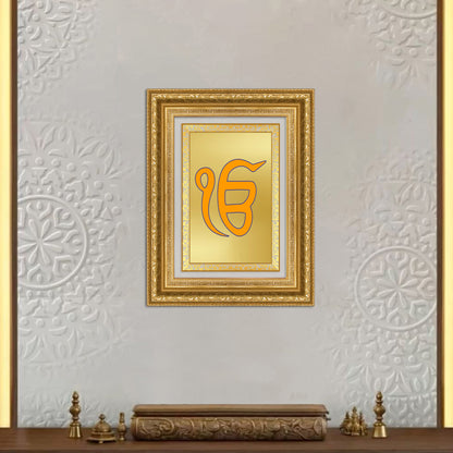 Diviniti 24K Gold Plated Ik Omkar (Classic) Divine Wall Frame for Home Mandir & Office Decor | Luxury Spiritual Gift