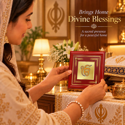 24K Gold-Plated Ik Onkar MDF Frame | Premium Gift Box | 10x10 CM