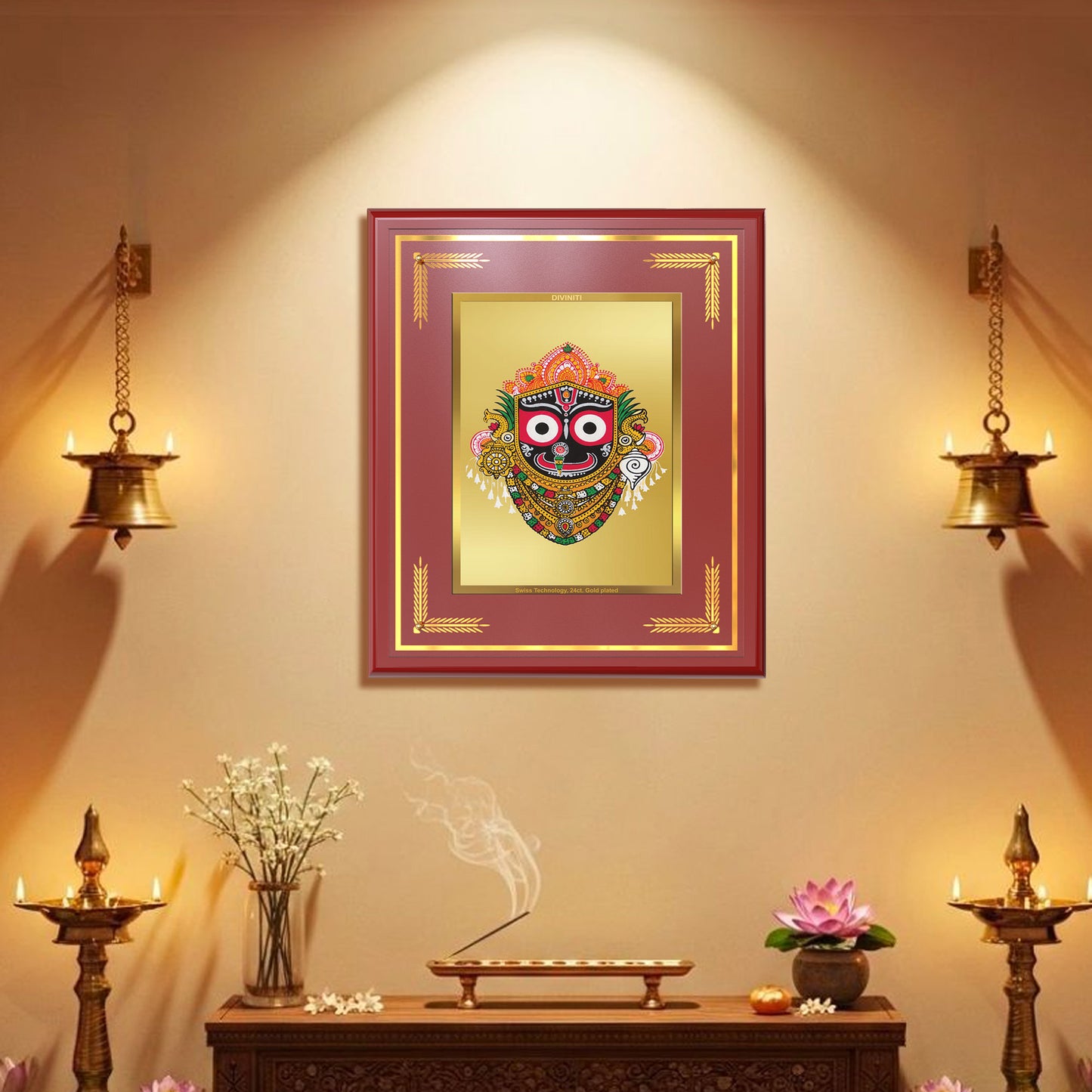 Diviniti Shree Jagannath Wall Photo Frame in 24K Gold Plated Foil – Divine Protection, Faith & Spiritual Bliss