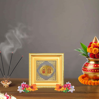 Padmavati and Balaji | Divine Sacred Couple Royal Tabletop Photo Frame in 24K Gold Plated Foil