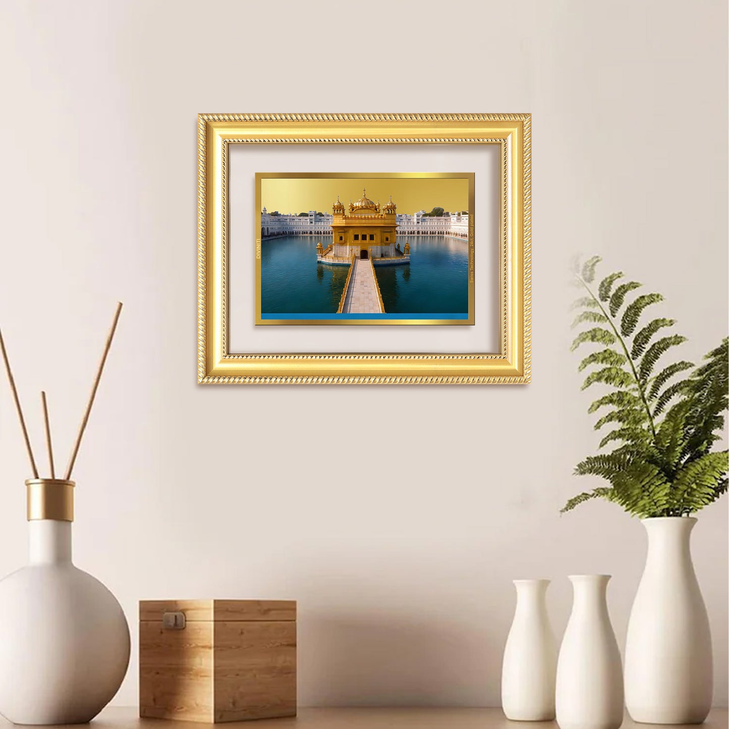 Diviniti 24K Gold Plated Golden Temple (Classic) Divine Wall Frame for Home Mandir & Office Decor | Luxury Spiritual Gift