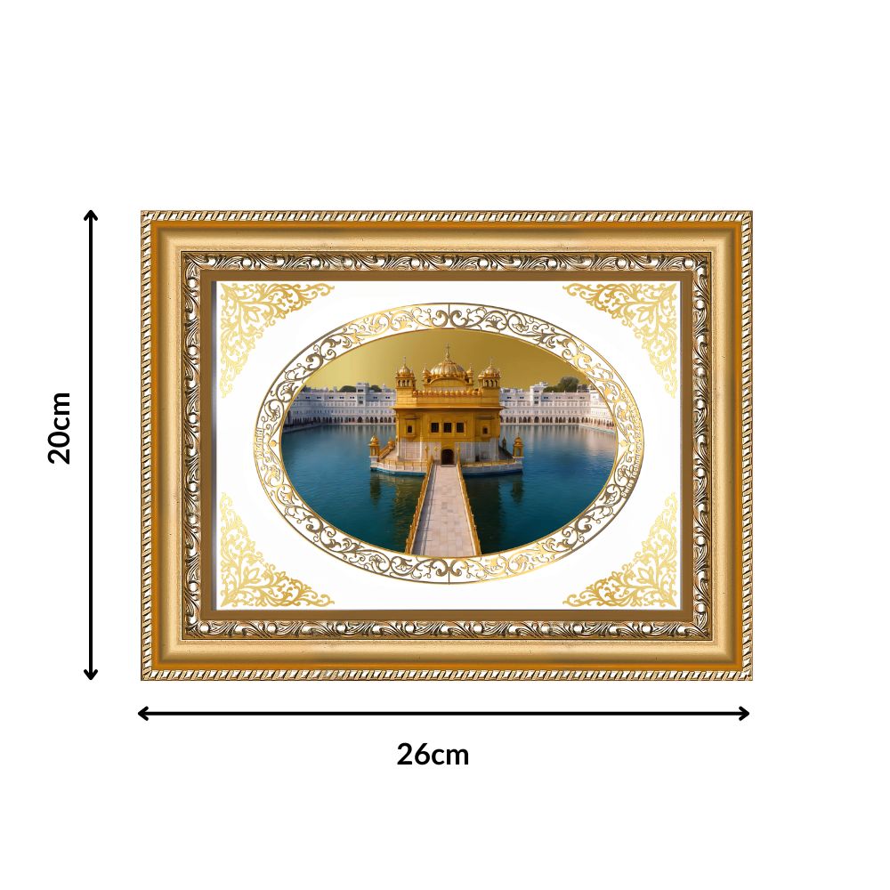 Sri Harmandir Sahib (Golden Temple) | Sikh Sacred Wall & Tabletop Royal Photo Frame in 24K Gold Plated Foil