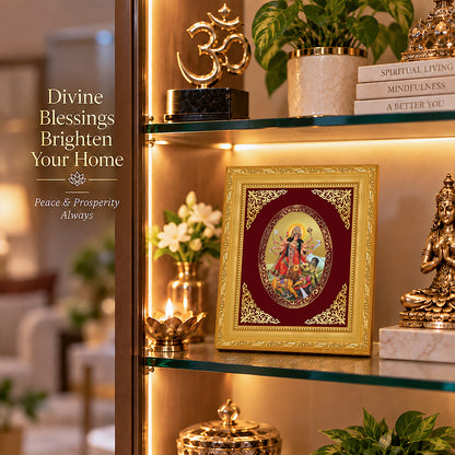 24K Gold-Plated Durga Mahishasura Mardini Frame | Premium Gift Box | 16x13.5 CM