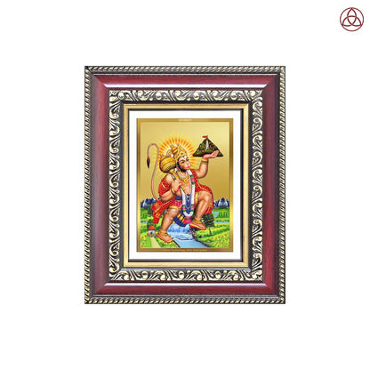 Hanuman Carrying Sanjeevani Mountain | Lord Hanuman Tabletop Frame in 24K Gold Plated Foil