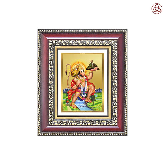 Hanuman Carrying Sanjeevani Mountain | Lord Hanuman Tabletop Frame in 24K Gold Plated Foil