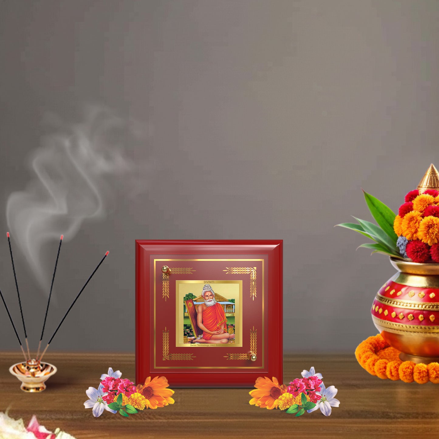 Baba Lokenath | Divine Saint 24K Gold Plated Photo Frame for Home Décor, Tabletop & Office | Blessings of Protection, Faith & Spiritual Guidance