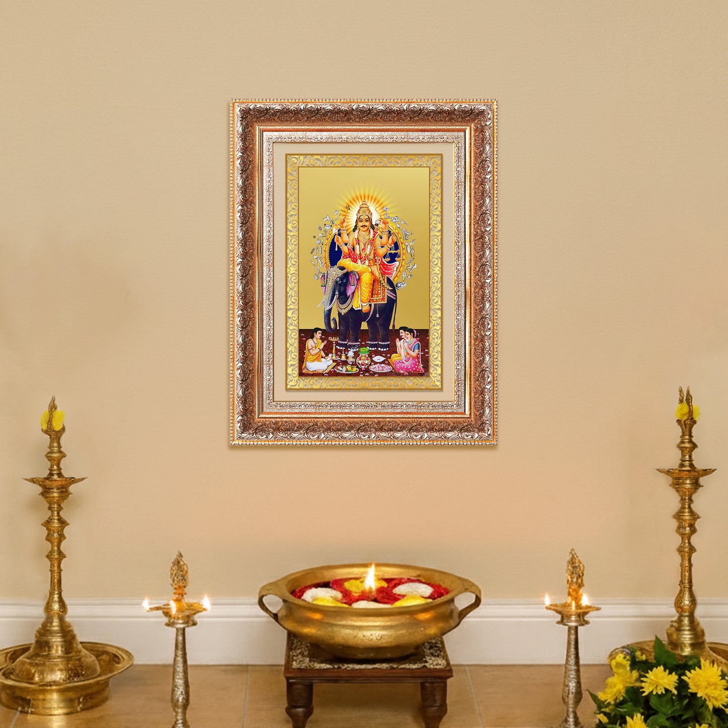 Lord Vishwakarma | Divine Architect of the Universe Wall Photo Frame in 24K Gold Plated Foil
