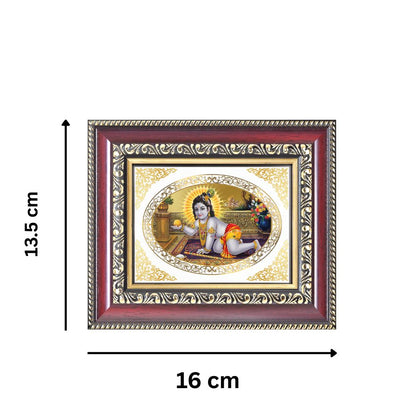 Laddu Gopal (Baby Krishna) Divine Sacred Love & Devotion Royal Tabletop Frame in 24K Gold Plated Foil