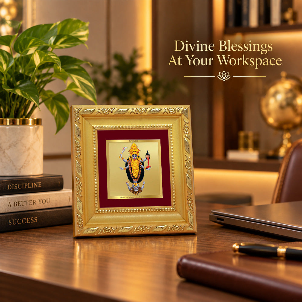 24K Gold-Plated Maa Kali Frame | Premium Gift Box | 10x10 CM