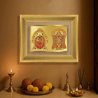 Diviniti 24K Gold Plated Padmavati And Balaji (Classic) Divine Wall Frame for Home Mandir & Office Decor | Luxury Spiritual Gift